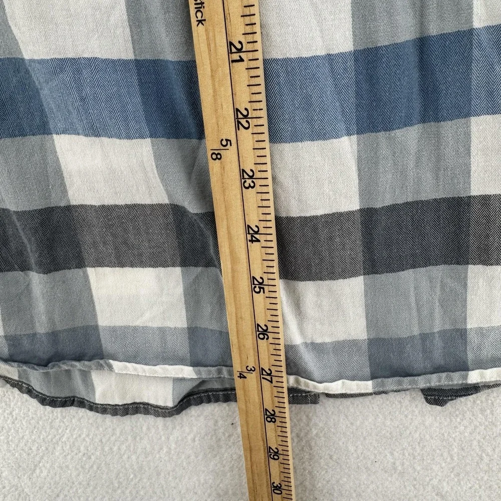 North Face Shirt‎ Mens Medium Blue Gray Plaid Short Sleeve Button Up Outdoor